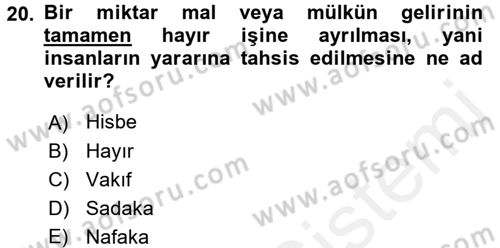 Topluma Hizmet Eğitimi Dersi 2017 - 2018 Yılı 3 Ders Sınav Soruları 20. Soru