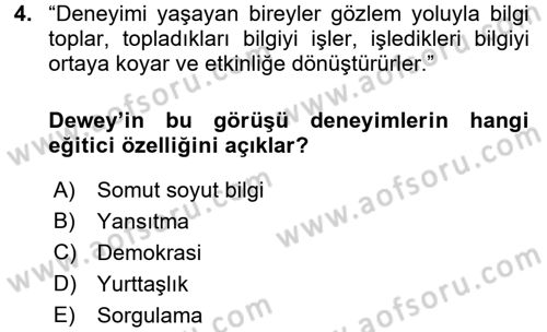 Topluma Hizmet Eğitimi Dersi 2017 - 2018 Yılı 3 Ders Sınav Soruları 4. Soru