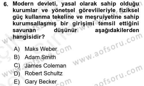 Topluma Hizmet Eğitimi Dersi 2017 - 2018 Yılı 3 Ders Sınav Soruları 6. Soru