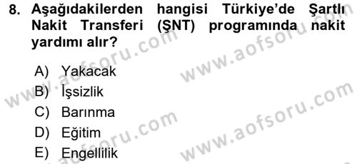 Topluma Hizmet Eğitimi Dersi 2017 - 2018 Yılı 3 Ders Sınav Soruları 8. Soru