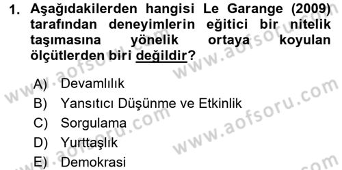 Topluma Hizmet Eğitimi Dersi 2017 - 2018 Yılı (Vize) Ara Sınav Soruları 1. Soru