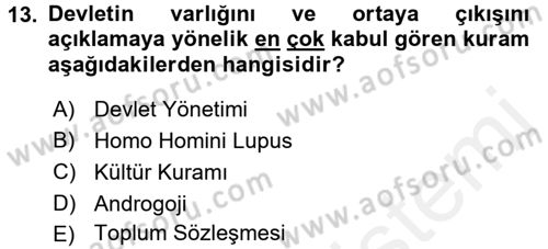 Topluma Hizmet Eğitimi Dersi 2017 - 2018 Yılı (Vize) Ara Sınav Soruları 13. Soru