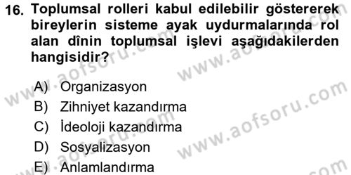 Topluma Hizmet Eğitimi Dersi 2017 - 2018 Yılı (Vize) Ara Sınav Soruları 16. Soru