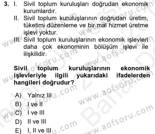 Topluma Hizmet Eğitimi Dersi 2017 - 2018 Yılı (Vize) Ara Sınav Soruları 3. Soru