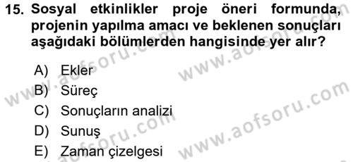 Topluma Hizmet Eğitimi Dersi 2017 - 2018 Yılı (Final) Dönem Sonu Sınav Soruları 15. Soru