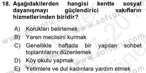 Topluma Hizmet Eğitimi Dersi 2017 - 2018 Yılı (Final) Dönem Sonu Sınav Soruları 18. Soru