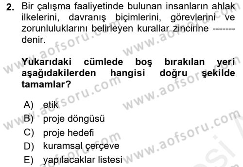 Topluma Hizmet Eğitimi Dersi 2017 - 2018 Yılı (Final) Dönem Sonu Sınav Soruları 2. Soru
