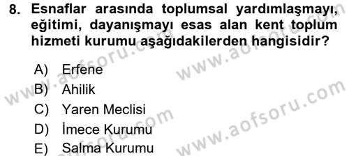 Topluma Hizmet Eğitimi Dersi 2017 - 2018 Yılı (Final) Dönem Sonu Sınav Soruları 8. Soru