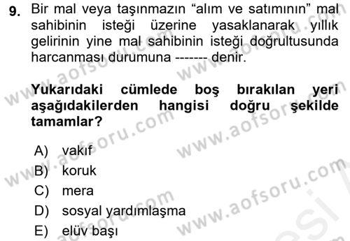 Topluma Hizmet Eğitimi Dersi 2017 - 2018 Yılı (Final) Dönem Sonu Sınav Soruları 9. Soru