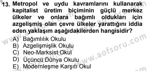 Sosyolojiye Giriş Dersi 2012 - 2013 Yılı (Vize) Ara Sınav Soruları 13. Soru