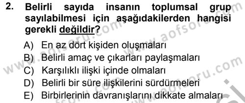 Sosyolojiye Giriş Dersi 2012 - 2013 Yılı (Vize) Ara Sınav Soruları 2. Soru