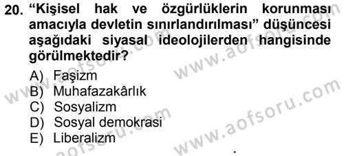Sosyolojiye Giriş Dersi 2012 - 2013 Yılı (Vize) Ara Sınav Soruları 20. Soru