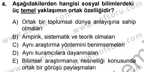 Sosyolojiye Giriş Dersi 2012 - 2013 Yılı (Vize) Ara Sınav Soruları 4. Soru