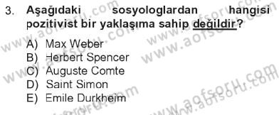 Sosyolojiye Giriş Dersi 2012 - 2013 Yılı Tek Ders Sınavı 3. Soru