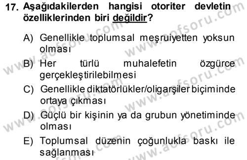 Sosyolojiye Giriş Dersi 2013 - 2014 Yılı (Vize) Ara Sınav Soruları 17. Soru