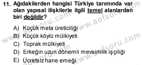 Sosyolojiye Giriş Dersi 2013 - 2014 Yılı (Final) Dönem Sonu Sınav Soruları 11. Soru