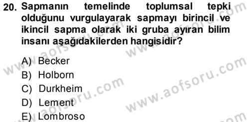 Sosyolojiye Giriş Dersi 2013 - 2014 Yılı (Final) Dönem Sonu Sınav Soruları 20. Soru