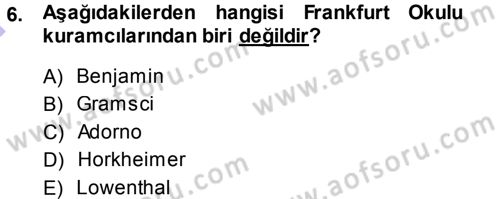 Sosyolojiye Giriş Dersi 2013 - 2014 Yılı (Final) Dönem Sonu Sınav Soruları 6. Soru