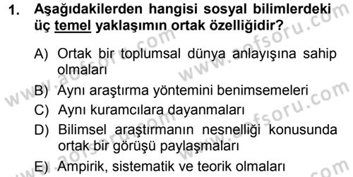 Sosyolojiye Giriş Dersi 2013 - 2014 Yılı Tek Ders Sınav Soruları 1. Soru