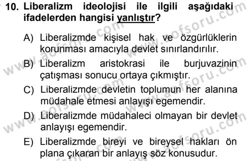 Sosyolojiye Giriş Dersi 2013 - 2014 Yılı Tek Ders Sınav Soruları 10. Soru