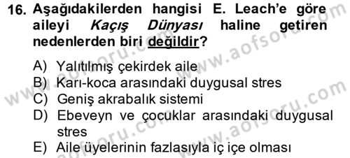 Sosyolojiye Giriş Dersi 2013 - 2014 Yılı Tek Ders Sınav Soruları 16. Soru