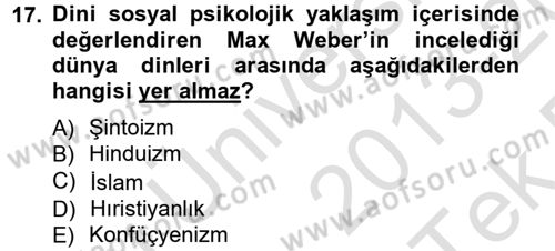 Sosyolojiye Giriş Dersi 2013 - 2014 Yılı Tek Ders Sınav Soruları 17. Soru