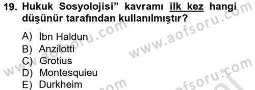Sosyolojiye Giriş Dersi 2013 - 2014 Yılı Tek Ders Sınav Soruları 19. Soru