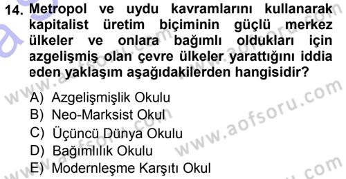Sosyolojiye Giriş Dersi 2014 - 2015 Yılı (Vize) Ara Sınav Soruları 14. Soru