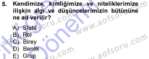 Sosyolojiye Giriş Dersi 2014 - 2015 Yılı (Vize) Ara Sınav Soruları 5. Soru