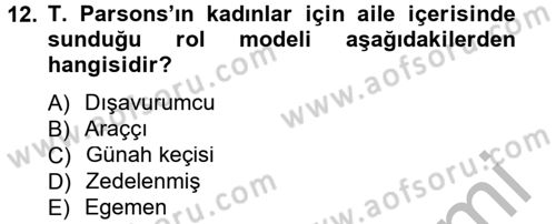 Sosyolojiye Giriş Dersi 2014 - 2015 Yılı (Final) Dönem Sonu Sınav Soruları 12. Soru