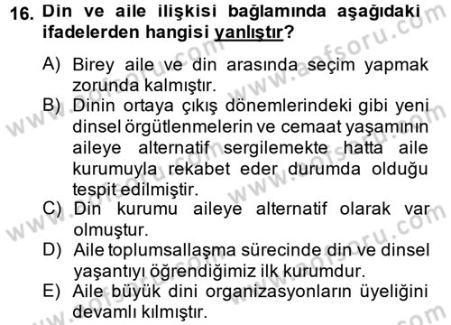 Sosyolojiye Giriş Dersi 2014 - 2015 Yılı (Final) Dönem Sonu Sınav Soruları 16. Soru