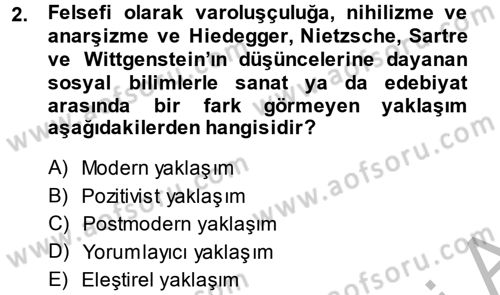 Sosyolojiye Giriş Dersi 2014 - 2015 Yılı (Final) Dönem Sonu Sınav Soruları 2. Soru