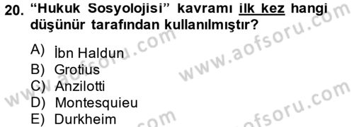 Sosyolojiye Giriş Dersi 2014 - 2015 Yılı Tek Ders Sınav Soruları 20. Soru