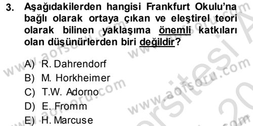 Sosyolojiye Giriş Dersi 2014 - 2015 Yılı Tek Ders Sınav Soruları 3. Soru