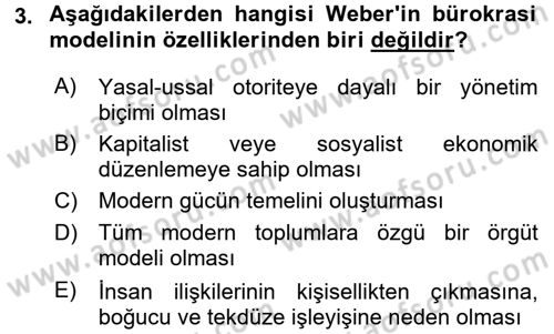 Sosyolojiye Giriş Dersi 2015 - 2016 Yılı (Final) Dönem Sonu Sınav Soruları 3. Soru