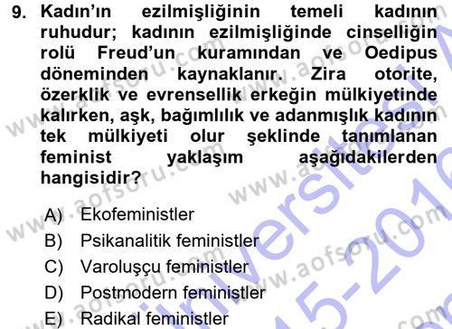 Sosyolojiye Giriş Dersi 2015 - 2016 Yılı (Final) Dönem Sonu Sınav Soruları 9. Soru