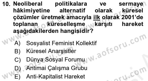 Sosyolojiye Giriş Dersi 2015 - 2016 Yılı Tek Ders Sınav Soruları 10. Soru