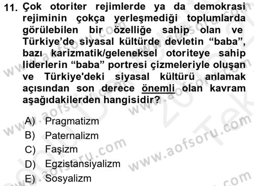 Sosyolojiye Giriş Dersi 2015 - 2016 Yılı Tek Ders Sınav Soruları 11. Soru