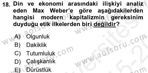 Sosyolojiye Giriş Dersi 2015 - 2016 Yılı Tek Ders Sınav Soruları 18. Soru