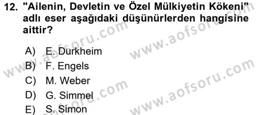 Sosyolojiye Giriş Dersi 2016 - 2017 Yılı 3 Ders Sınav Soruları 12. Soru