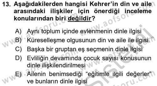 Sosyolojiye Giriş Dersi 2016 - 2017 Yılı 3 Ders Sınav Soruları 13. Soru