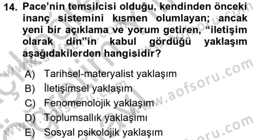 Sosyolojiye Giriş Dersi 2016 - 2017 Yılı 3 Ders Sınav Soruları 14. Soru