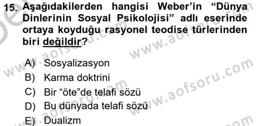Sosyolojiye Giriş Dersi 2016 - 2017 Yılı 3 Ders Sınav Soruları 15. Soru