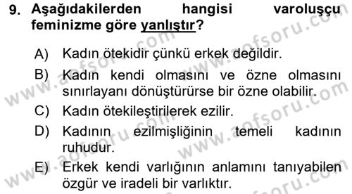 Sosyolojiye Giriş Dersi 2016 - 2017 Yılı 3 Ders Sınav Soruları 9. Soru