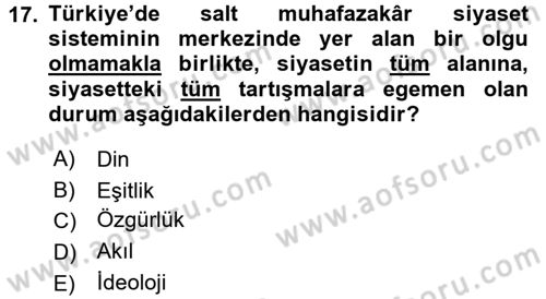 Sosyolojiye Giriş Dersi 2016 - 2017 Yılı (Vize) Ara Sınav Soruları 17. Soru