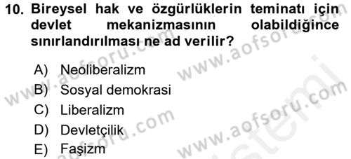 Sosyolojiye Giriş Dersi 2017 - 2018 Yılı 3 Ders Sınavı 10. Soru