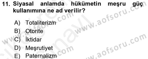 Sosyolojiye Giriş Dersi 2017 - 2018 Yılı 3 Ders Sınavı 11. Soru