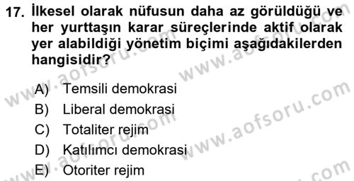 Sosyolojiye Giriş Dersi 2017 - 2018 Yılı (Vize) Ara Sınavı 17. Soru