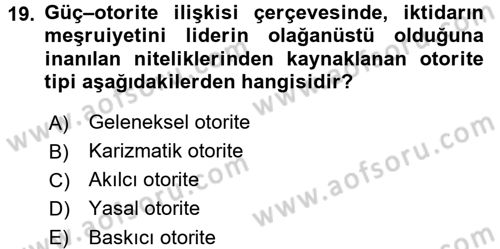 Sosyolojiye Giriş Dersi 2017 - 2018 Yılı (Vize) Ara Sınav Soruları 19. Soru