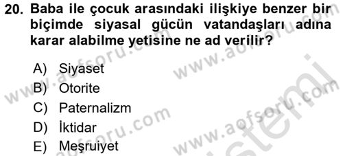 Sosyolojiye Giriş Dersi 2017 - 2018 Yılı (Vize) Ara Sınavı 20. Soru